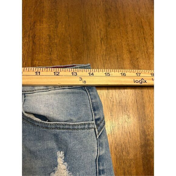 Gogo Women's Juniors Size 7 Blue High Rise Skinny Ankle Distressed Stretch Jeans - Picture 5 of 7